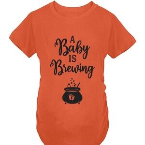 Baby Is Brewing Maternity T-Shirt Halloween‎ Pregnancy Announcement Medium